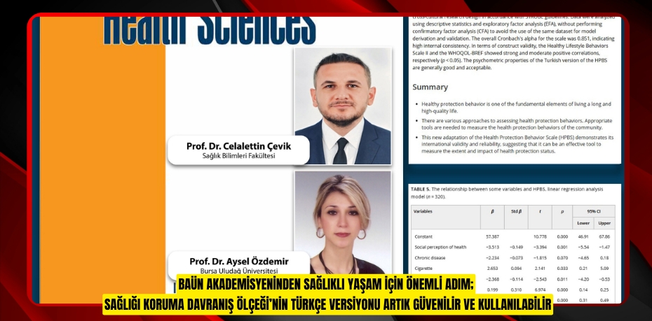 BAÜN AKADEMİSYENİNDEN SAĞLIKLI YAŞAM İÇİN ÖNEMLİ ADIM; SAĞLIĞI KORUMA DAVRANIŞ ÖLÇEĞİ’NİN TÜRKÇE VERSİYONU ARTIK GÜVENİLİR VE KULLANILABİLİR