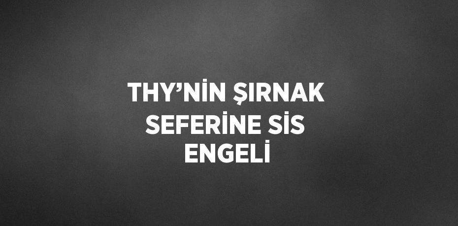 THY’NİN ŞIRNAK SEFERİNE SİS ENGELİ