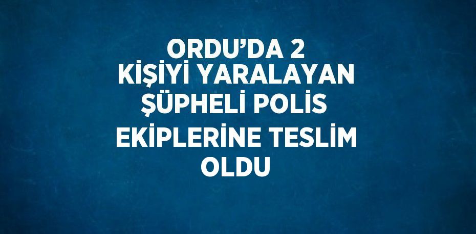 ORDU’DA 2 KİŞİYİ YARALAYAN ŞÜPHELİ POLİS EKİPLERİNE TESLİM OLDU