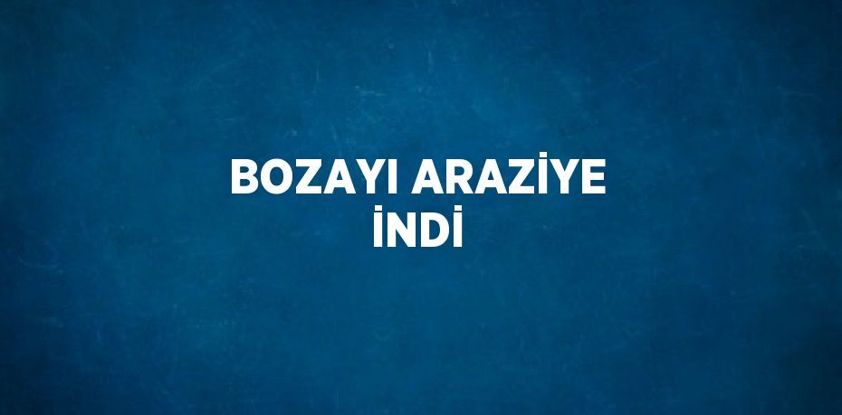 BOZAYI ARAZİYE İNDİ