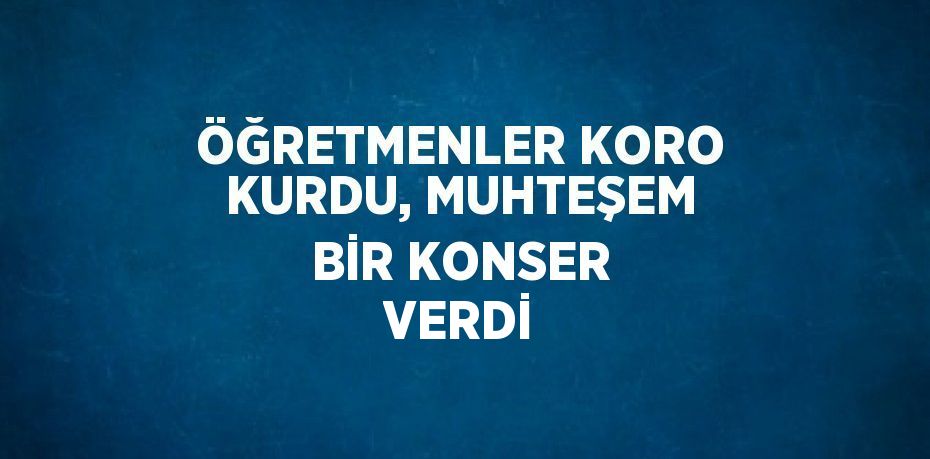 ÖĞRETMENLER KORO KURDU, MUHTEŞEM BİR KONSER VERDİ