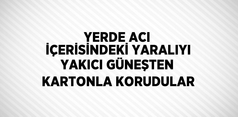 YERDE ACI İÇERİSİNDEKİ YARALIYI YAKICI GÜNEŞTEN KARTONLA KORUDULAR