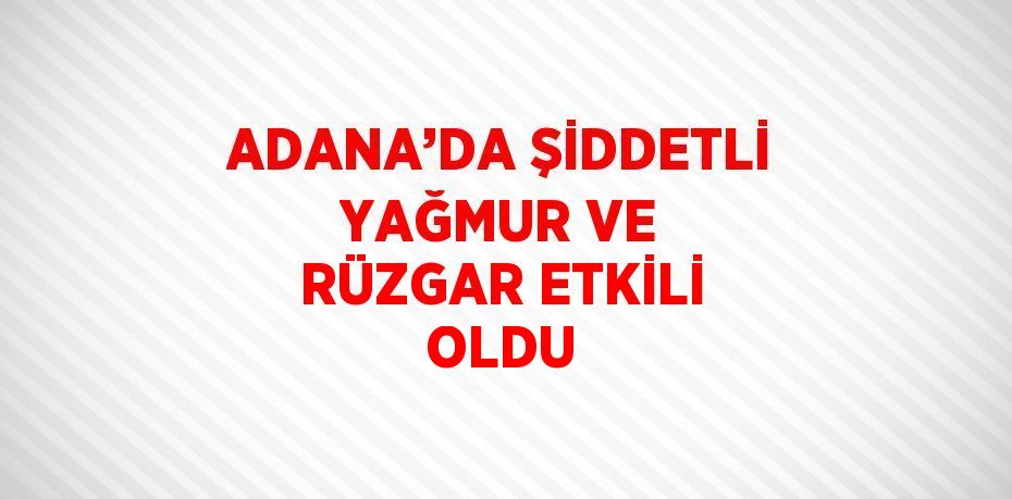 ADANA’DA ŞİDDETLİ YAĞMUR VE RÜZGAR ETKİLİ OLDU