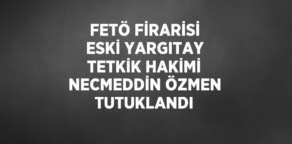 FETÖ FİRARİSİ ESKİ YARGITAY TETKİK HAKİMİ NECMEDDİN ÖZMEN TUTUKLANDI