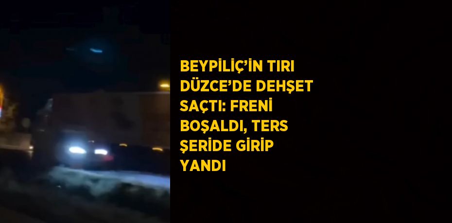 BEYPİLİÇ’İN TIRI DÜZCE’DE DEHŞET SAÇTI: FRENİ BOŞALDI, TERS ŞERİDE GİRİP YANDI