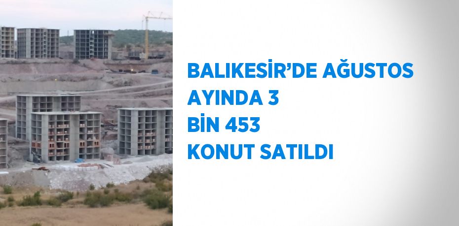 BALIKESİR’DE AĞUSTOS AYINDA 3 BİN 453 KONUT SATILDI