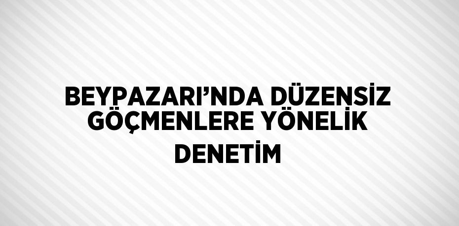 BEYPAZARI’NDA DÜZENSİZ GÖÇMENLERE YÖNELİK DENETİM