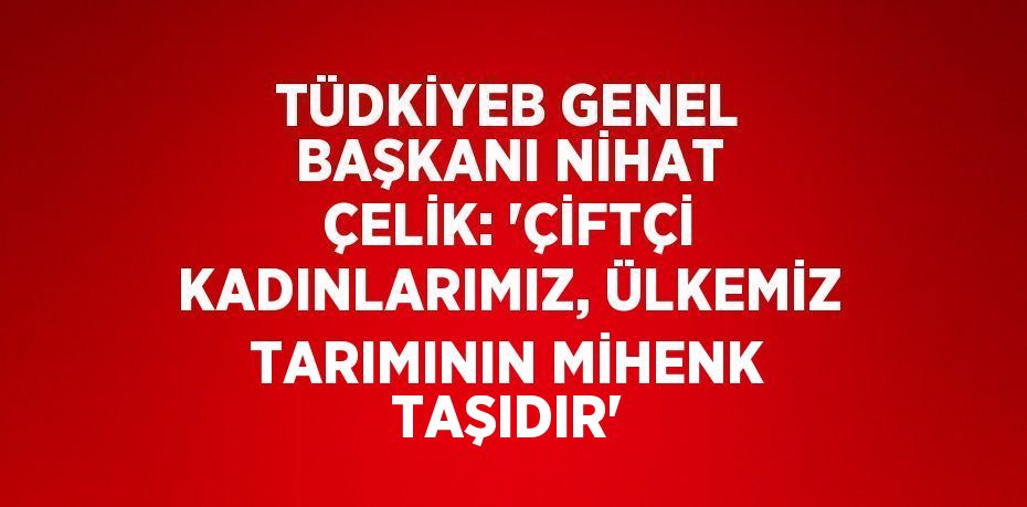 TÜDKİYEB GENEL BAŞKANI NİHAT ÇELİK: 'ÇİFTÇİ KADINLARIMIZ, ÜLKEMİZ TARIMININ MİHENK TAŞIDIR'