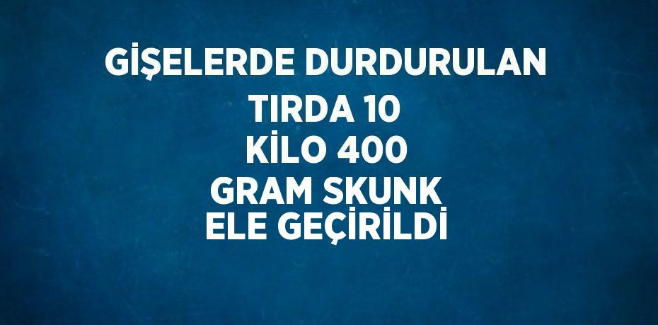 GİŞELERDE DURDURULAN TIRDA 10 KİLO 400 GRAM SKUNK ELE GEÇİRİLDİ