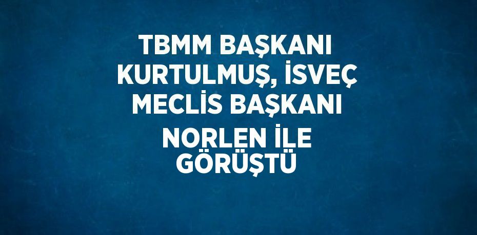 TBMM BAŞKANI KURTULMUŞ, İSVEÇ MECLİS BAŞKANI NORLEN İLE GÖRÜŞTÜ