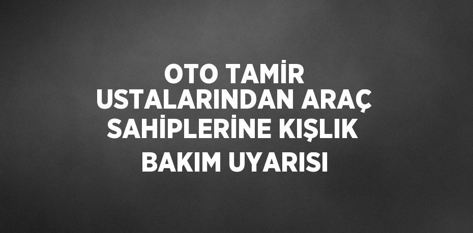 OTO TAMİR USTALARINDAN ARAÇ SAHİPLERİNE KIŞLIK BAKIM UYARISI