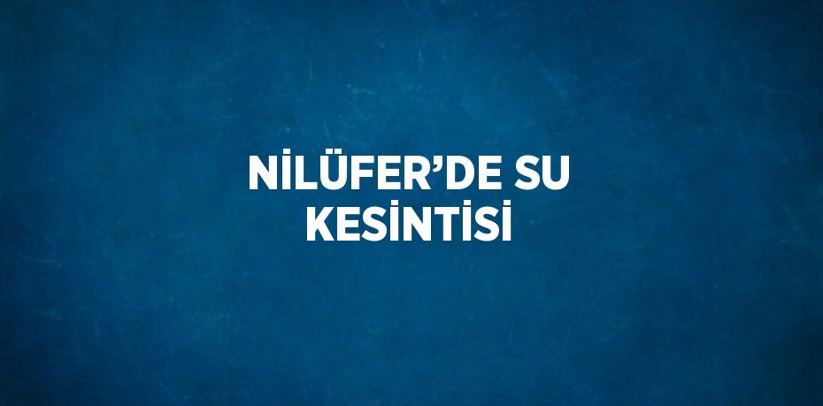 NİLÜFER’DE SU KESİNTİSİ