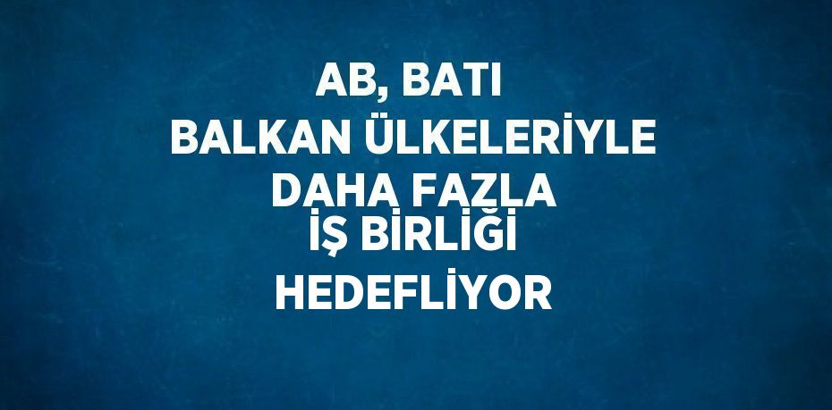 AB, BATI BALKAN ÜLKELERİYLE DAHA FAZLA İŞ BİRLİĞİ HEDEFLİYOR