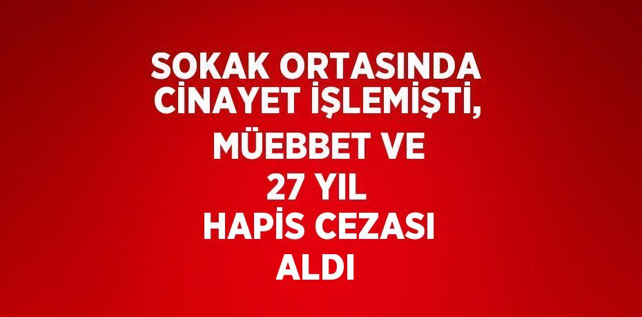 SOKAK ORTASINDA CİNAYET İŞLEMİŞTİ, MÜEBBET VE 27 YIL HAPİS CEZASI ALDI