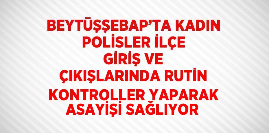 BEYTÜŞŞEBAP’TA KADIN POLİSLER İLÇE GİRİŞ VE ÇIKIŞLARINDA RUTİN KONTROLLER YAPARAK ASAYİŞİ SAĞLIYOR