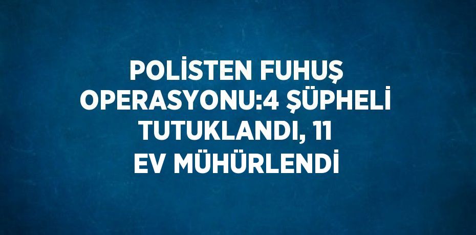 POLİSTEN FUHUŞ OPERASYONU:4 ŞÜPHELİ TUTUKLANDI, 11 EV MÜHÜRLENDİ