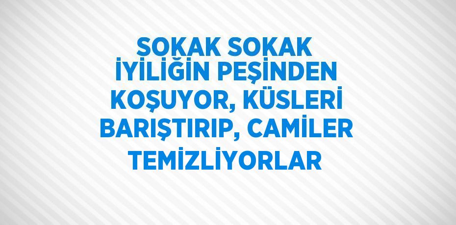 SOKAK SOKAK İYİLİĞİN PEŞİNDEN KOŞUYOR, KÜSLERİ BARIŞTIRIP, CAMİLER TEMİZLİYORLAR