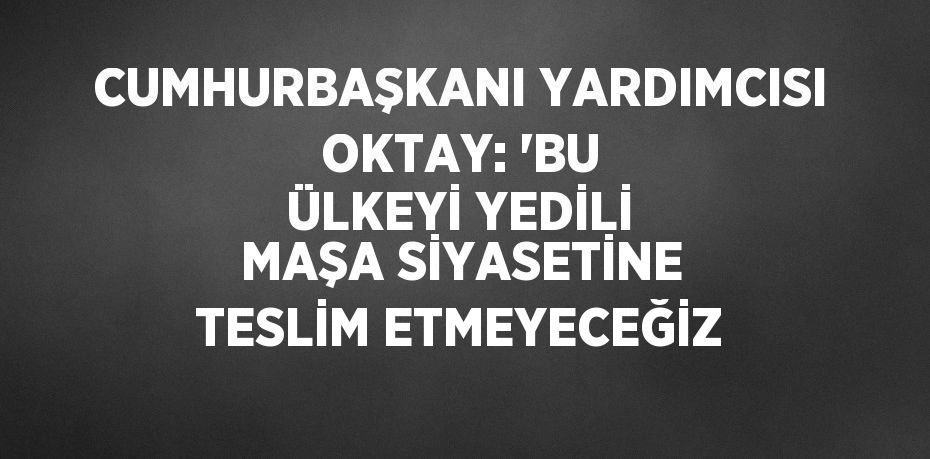 CUMHURBAŞKANI YARDIMCISI OKTAY: 'BU ÜLKEYİ YEDİLİ MAŞA SİYASETİNE TESLİM ETMEYECEĞİZ