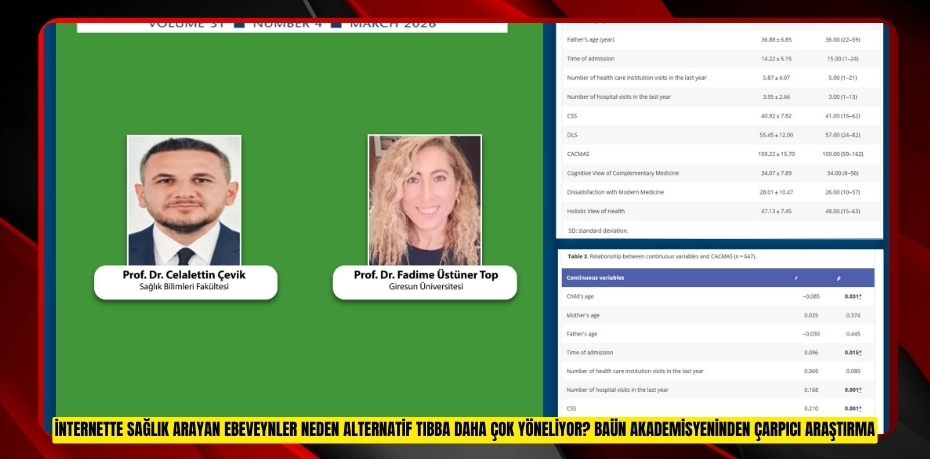 İNTERNETTE SAĞLIK ARAYAN EBEVEYNLER NEDEN ALTERNATİF TIBBA DAHA ÇOK YÖNELİYOR? BAÜN AKADEMİSYENİNDEN ÇARPICI ARAŞTIRMA