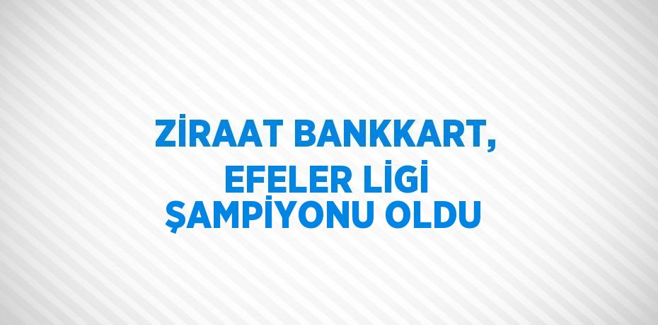 ZİRAAT BANKKART, EFELER LİGİ ŞAMPİYONU OLDU