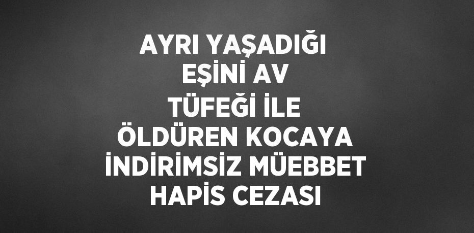 AYRI YAŞADIĞI EŞİNİ AV TÜFEĞİ İLE ÖLDÜREN KOCAYA İNDİRİMSİZ MÜEBBET HAPİS CEZASI