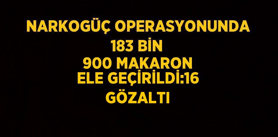 NARKOGÜÇ OPERASYONUNDA 183 BİN 900 MAKARON ELE GEÇİRİLDİ:16 GÖZALTI