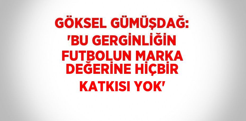 GÖKSEL GÜMÜŞDAĞ: 'BU GERGİNLİĞİN FUTBOLUN MARKA DEĞERİNE HİÇBİR KATKISI YOK'