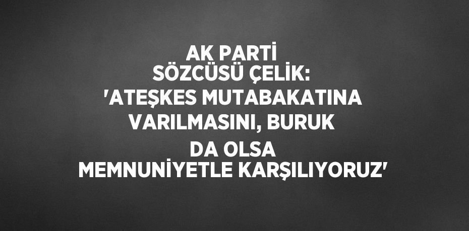 AK PARTİ SÖZCÜSÜ ÇELİK: 'ATEŞKES MUTABAKATINA VARILMASINI, BURUK DA OLSA MEMNUNİYETLE KARŞILIYORUZ'