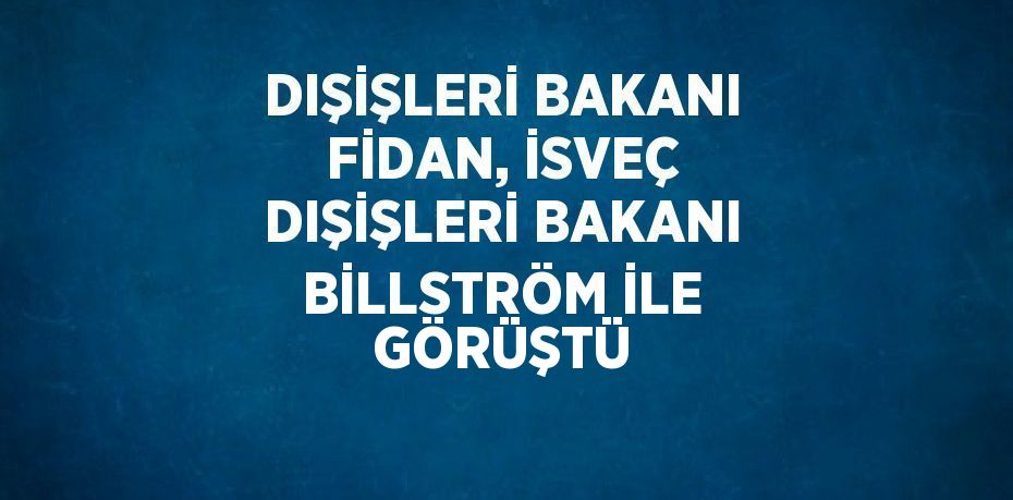 DIŞİŞLERİ BAKANI FİDAN, İSVEÇ DIŞİŞLERİ BAKANI BİLLSTRÖM İLE GÖRÜŞTÜ