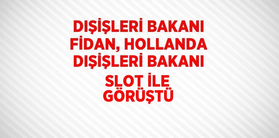 DIŞİŞLERİ BAKANI FİDAN, HOLLANDA DIŞİŞLERİ BAKANI SLOT İLE GÖRÜŞTÜ