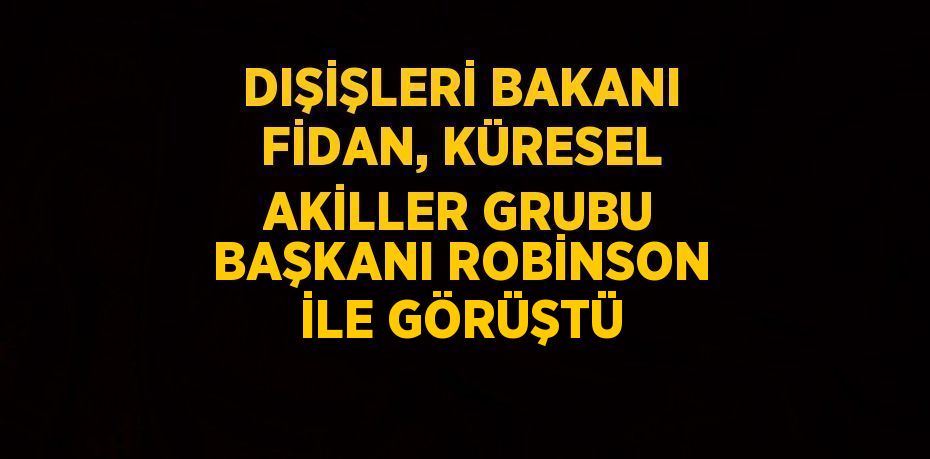 DIŞİŞLERİ BAKANI FİDAN, KÜRESEL AKİLLER GRUBU BAŞKANI ROBİNSON İLE GÖRÜŞTÜ