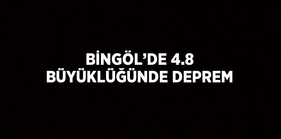 BİNGÖL’DE 4.8 BÜYÜKLÜĞÜNDE DEPREM