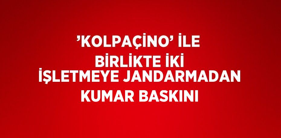 ’KOLPAÇİNO’ İLE BİRLİKTE İKİ İŞLETMEYE JANDARMADAN KUMAR BASKINI