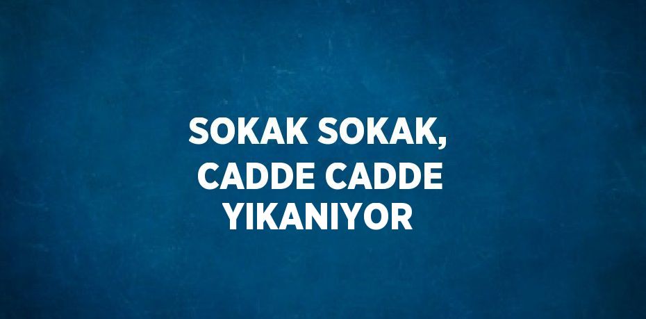 SOKAK SOKAK, CADDE CADDE YIKANIYOR