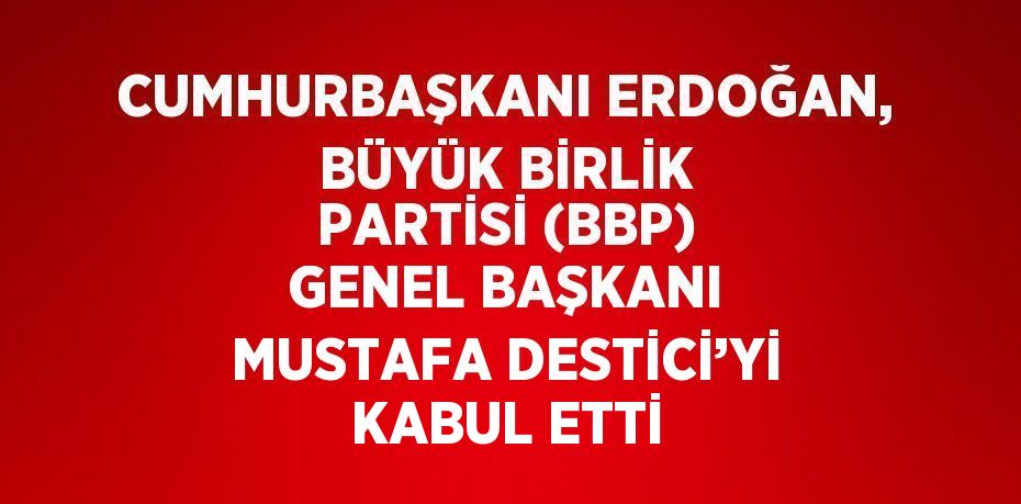 CUMHURBAŞKANI ERDOĞAN, BÜYÜK BİRLİK PARTİSİ (BBP) GENEL BAŞKANI MUSTAFA DESTİCİ’Yİ KABUL ETTİ
