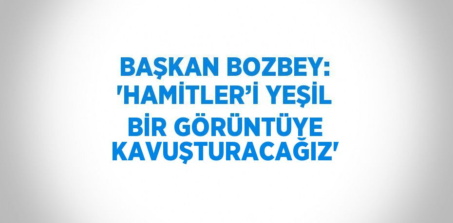 BAŞKAN BOZBEY: 'HAMİTLER’İ YEŞİL BİR GÖRÜNTÜYE KAVUŞTURACAĞIZ'