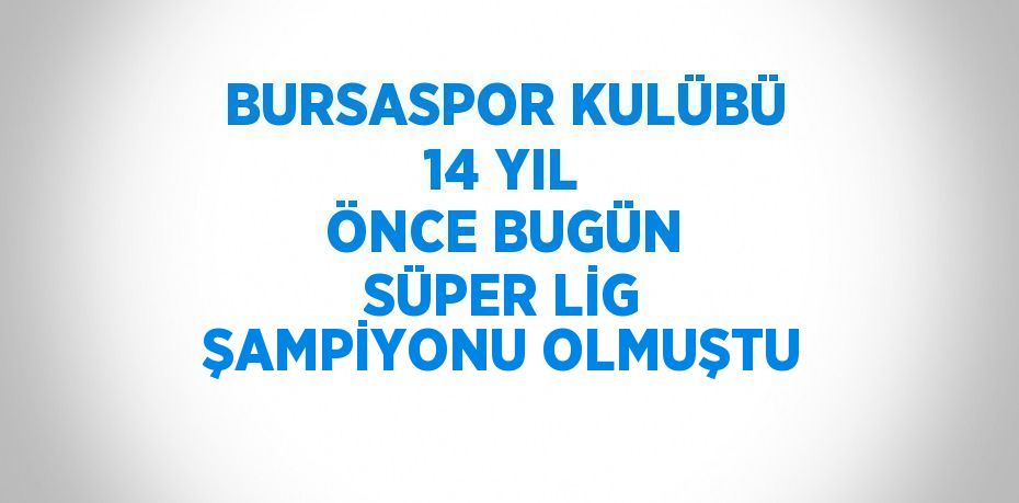 BURSASPOR KULÜBÜ 14 YIL ÖNCE BUGÜN SÜPER LİG ŞAMPİYONU OLMUŞTU