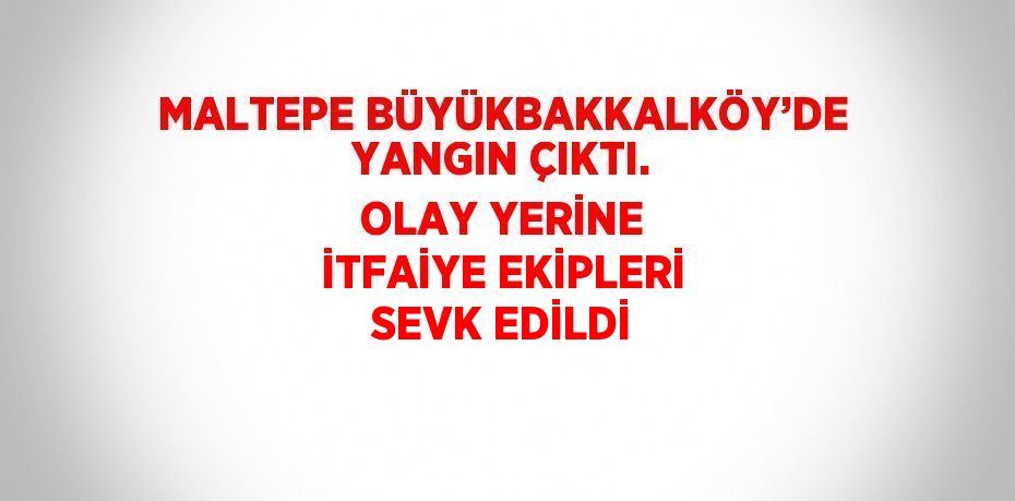 MALTEPE BÜYÜKBAKKALKÖY’DE YANGIN ÇIKTI. OLAY YERİNE İTFAİYE EKİPLERİ SEVK EDİLDİ