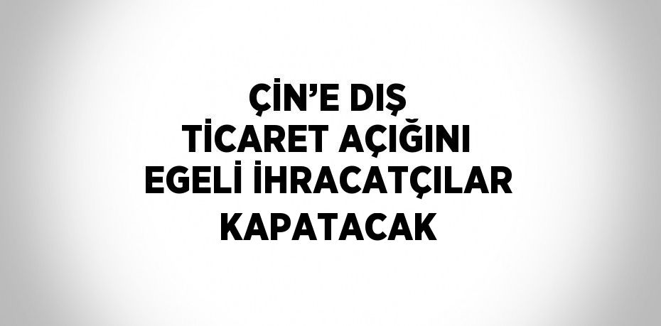 ÇİN’E DIŞ TİCARET AÇIĞINI EGELİ İHRACATÇILAR KAPATACAK