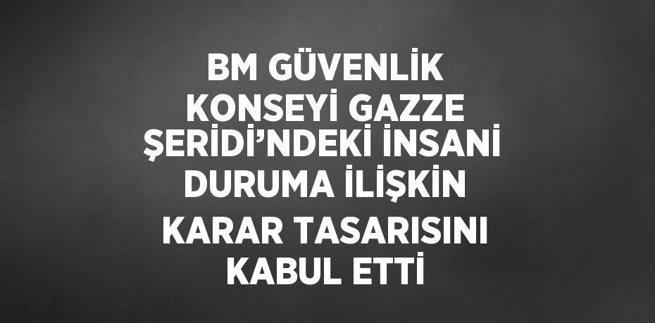 BM GÜVENLİK KONSEYİ GAZZE ŞERİDİ’NDEKİ İNSANİ DURUMA İLİŞKİN KARAR TASARISINI KABUL ETTİ