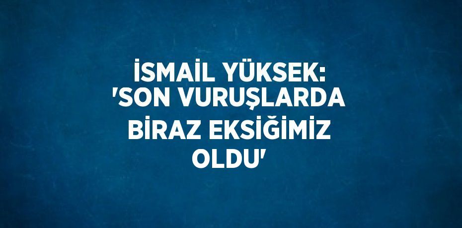 İSMAİL YÜKSEK: 'SON VURUŞLARDA BİRAZ EKSİĞİMİZ OLDU'