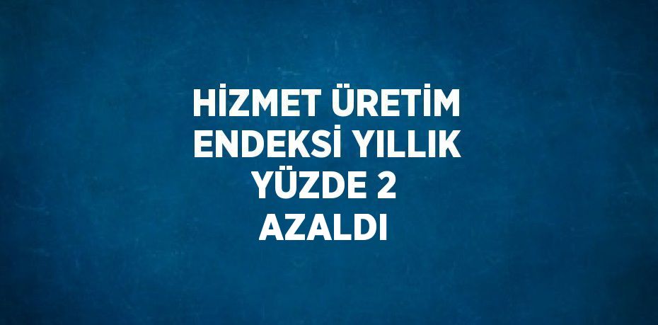 HİZMET ÜRETİM ENDEKSİ YILLIK YÜZDE 2 AZALDI