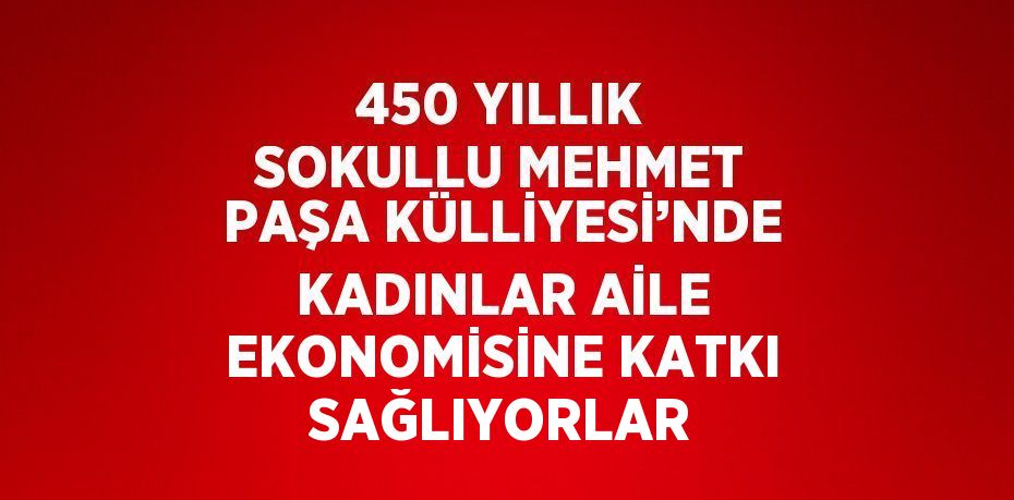 450 YILLIK SOKULLU MEHMET PAŞA KÜLLİYESİ’NDE KADINLAR AİLE EKONOMİSİNE KATKI SAĞLIYORLAR