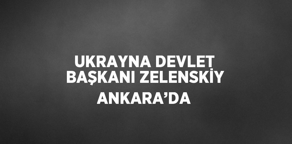 UKRAYNA DEVLET BAŞKANI ZELENSKİY ANKARA’DA