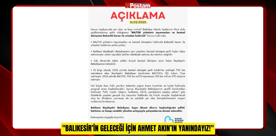 &quot;BALIKESİR’İN GELECEĞİ İÇİN AHMET AKIN’IN YANINDAYIZ!&quot;