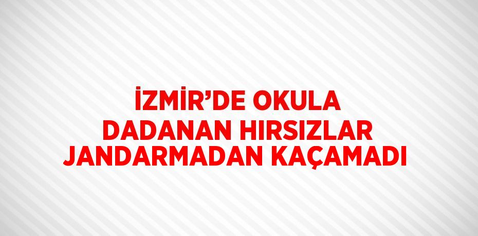 İZMİR’DE OKULA DADANAN HIRSIZLAR JANDARMADAN KAÇAMADI