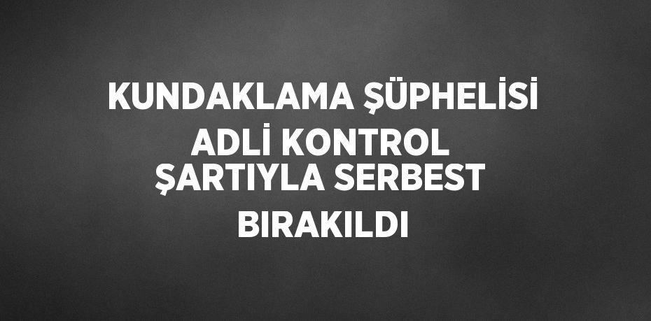 KUNDAKLAMA ŞÜPHELİSİ ADLİ KONTROL ŞARTIYLA SERBEST BIRAKILDI