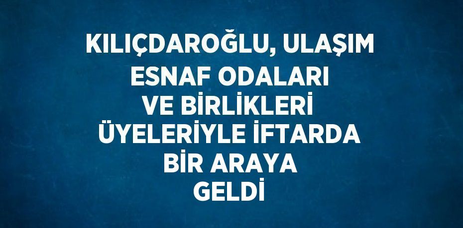 KILIÇDAROĞLU, ULAŞIM ESNAF ODALARI VE BİRLİKLERİ ÜYELERİYLE İFTARDA BİR ARAYA GELDİ