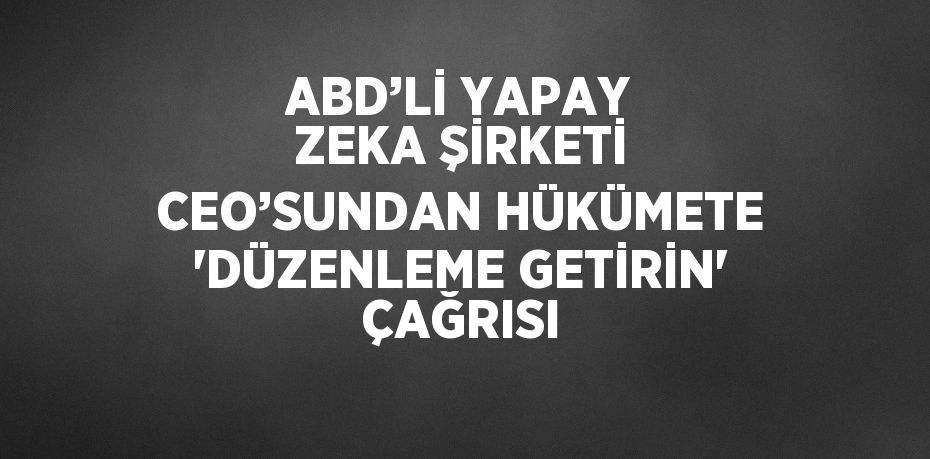 ABD’Lİ YAPAY ZEKA ŞİRKETİ CEO’SUNDAN HÜKÜMETE 'DÜZENLEME GETİRİN' ÇAĞRISI