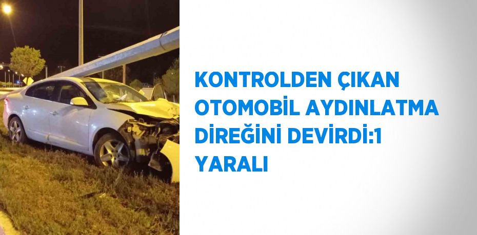 KONTROLDEN ÇIKAN OTOMOBİL AYDINLATMA DİREĞİNİ DEVİRDİ:1 YARALI